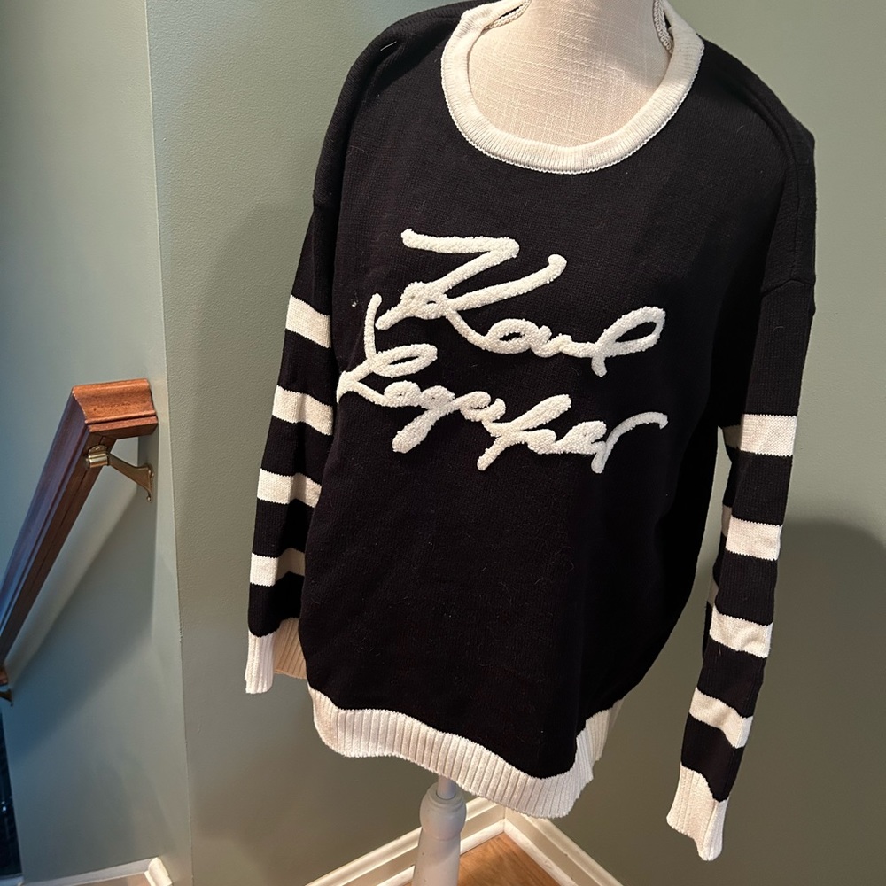 Karl lagerfeld sweater black sweater size large preowned L used designer sweater